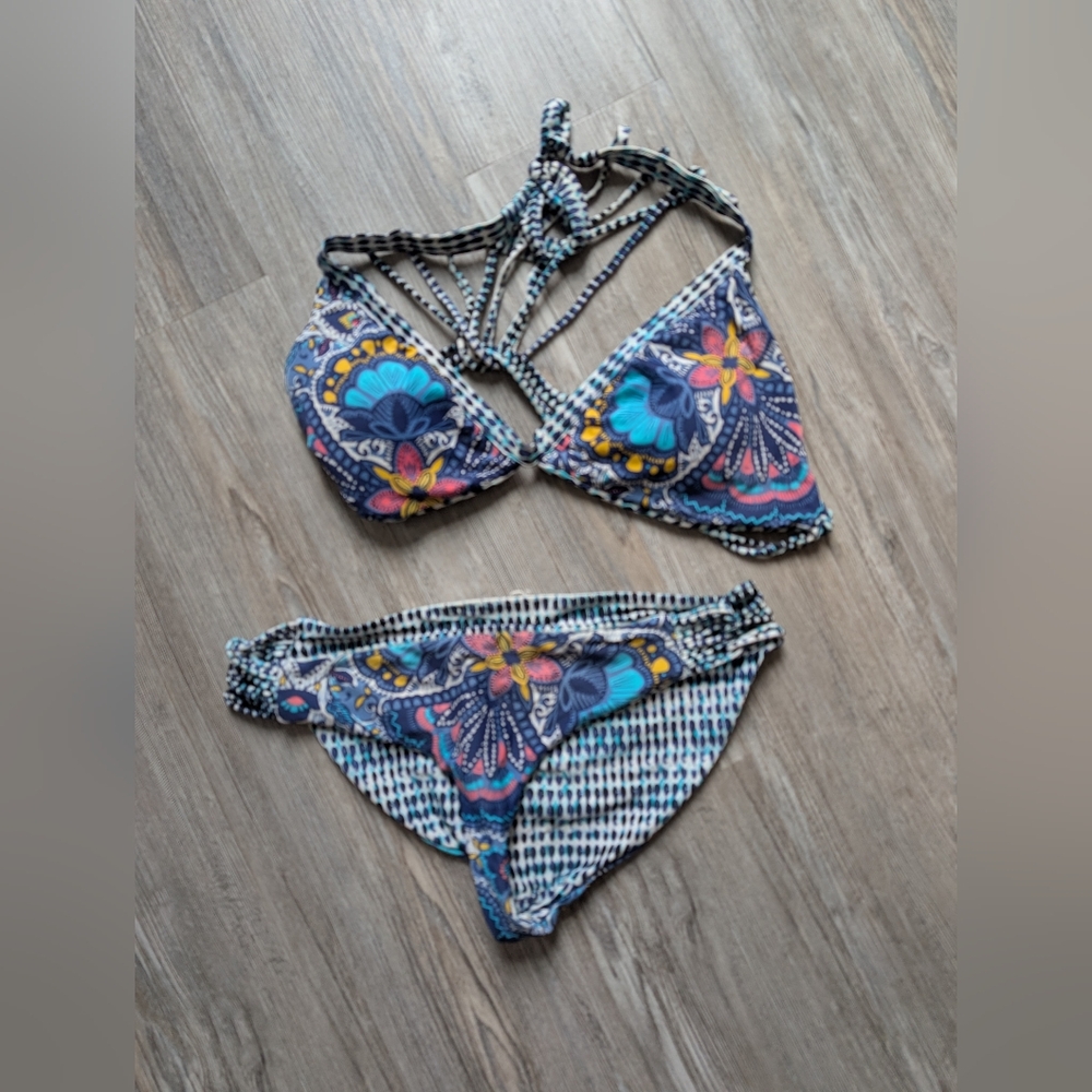 Floral Multicolor Strappy Bikini Set